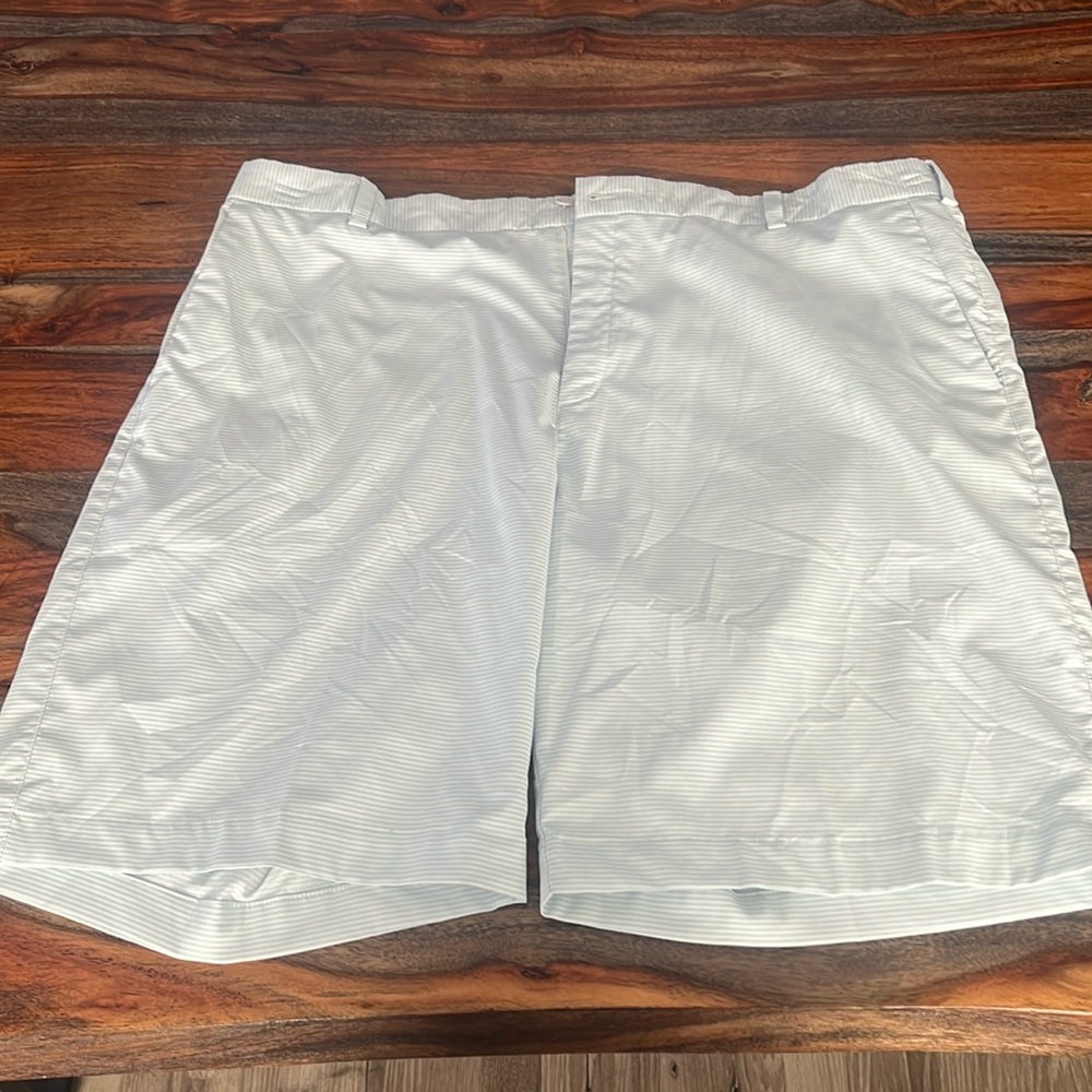 White and baby blue striped Nike Golf shorts 42
